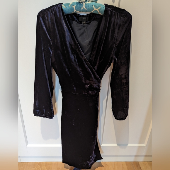 J Crew Navy Velvet Wrap Dress - Picture 5 of 6